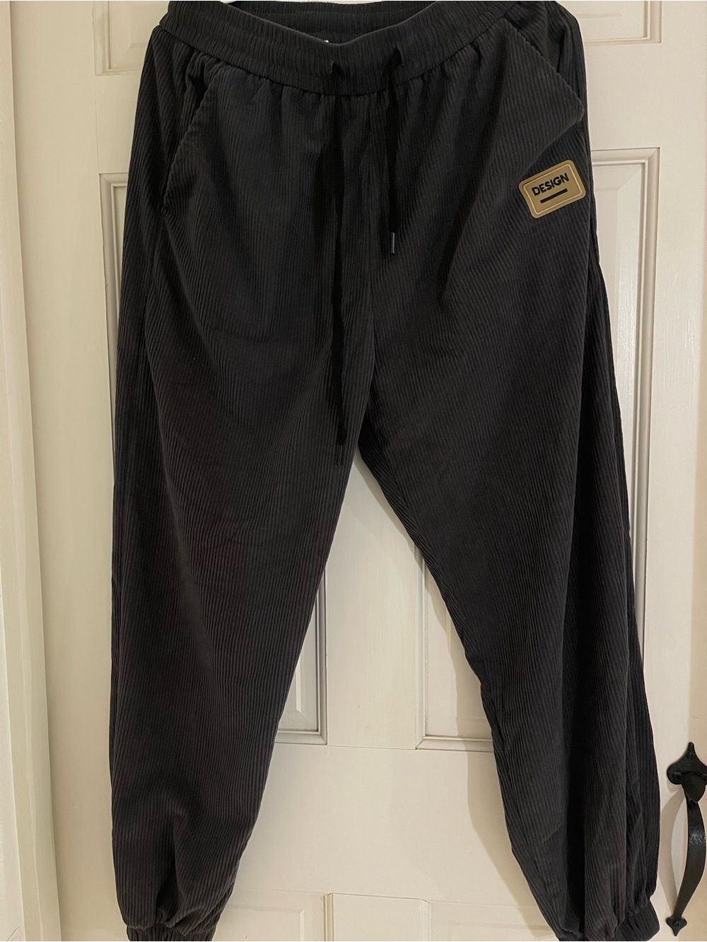 Men's Black Corduroy Jogger Pants